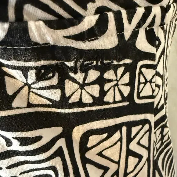 Y2K O'NEILL Abstract Allover Print Sleeveless Dress Womens Sz Small White/Black - Picture 6 of 8